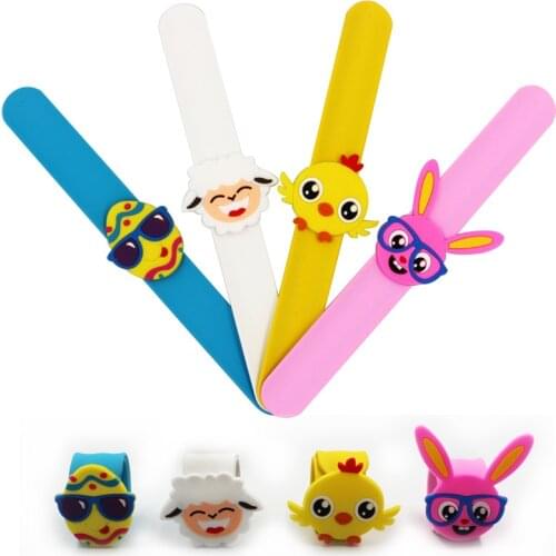 Easter Cartoon Animal Beads Bracelet Flexible Slap Wrap Wristband Kid Children Girl Boy Bangle Gift Favor