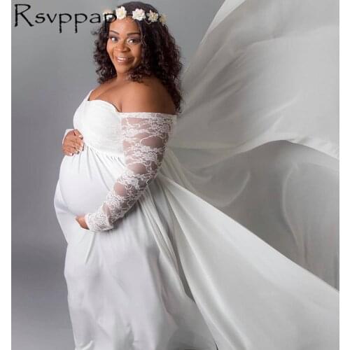 Maternity Beach Wedding Dresses 2021 Empire Style Chiffon Sweetheart Neck With Long Sleeves Lace Pregnant Bridal Gowns
