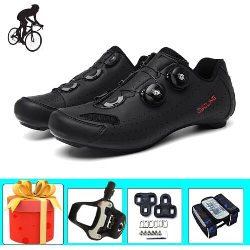 Professional Cycling Shoes Road Zapatos Ciclismo Breathable Wear-resistant Self-locking Road Bike Sneakers Add Pedals Footwear
