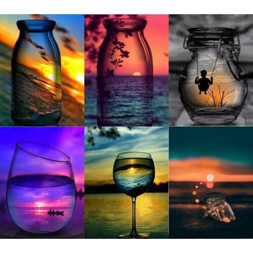 Needlework Full square bottle Landscape Cross Stitch Diy Seaside scenery Diamond Painting Kits Cross Stich Diamond Embroidery