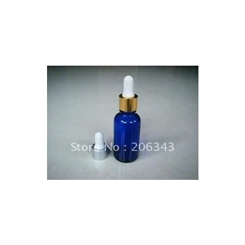 30ml blue essential oil bottle with electric aluminum+plastic dropper for cosmeticl packaging,glass bottles