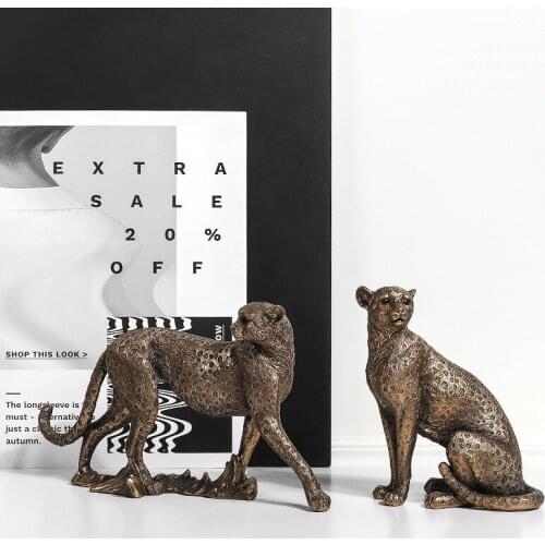 Panther Statue Animal Figurine Abstract European Style Resin Modern Leopard Sculpture Home Office Table Desktop Decoration Gift
