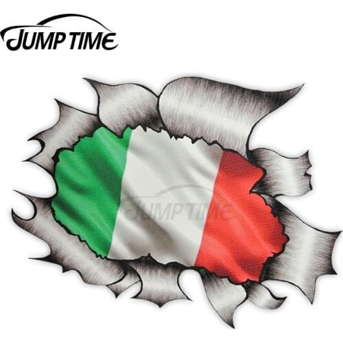 Jump Time Ripped Torn Metal Design With Italy Italian il Tricolore Flag Motif External Vinyl Car Sticker for Windows Bumper