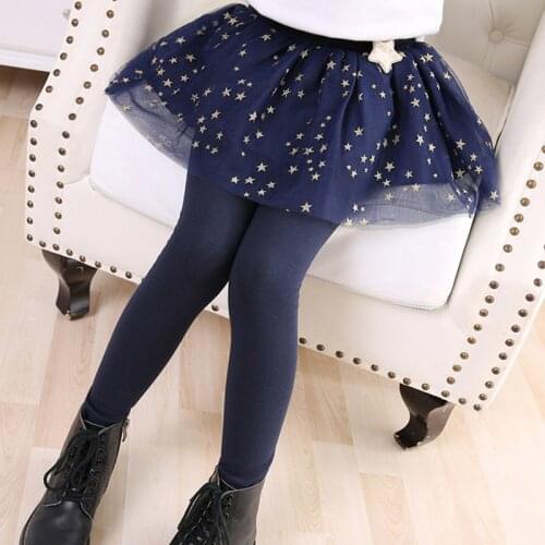 Girls Skirt Pants Cake Skirts Autumn Winter Baby Girls Leggings Lace Star Printed Warm Pants Children Tutu Skirt Kids Clothes