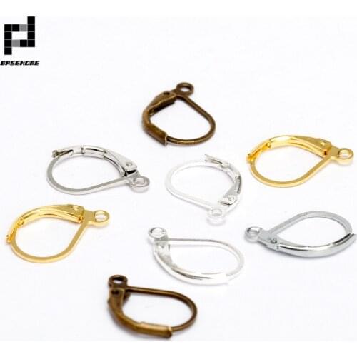 BASEHOME 50pcs/lot 6 Colors Copper Earring Hooks Clasps Settings Simlple Earrings Clips for DIY Earrings Ear Jewelry Making