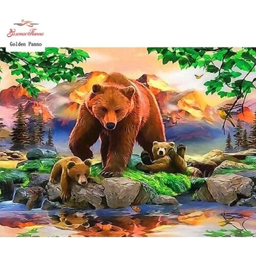 GOLDEN PANNO Diamond Painting Full Square 5D Diy Daimond Embroidery Diamant Mosaic Sale Displasy Broderie Diamant bear 12