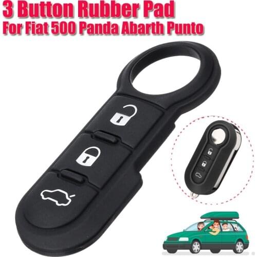 1Pc Car Fob Key Control Remote 3 Button Rubber Pad Lock Unlock Trunk Rubber Black Button Pad For Fiat 500 Panda Abarth Punto