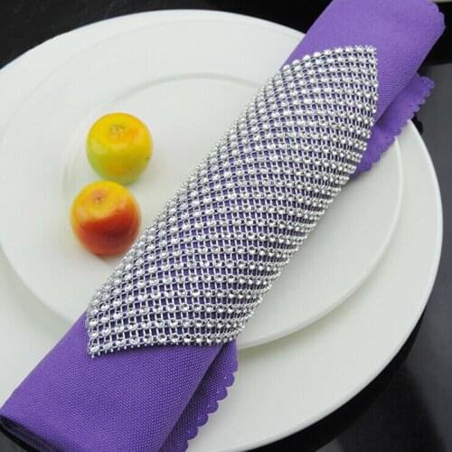 10pcs/pack Napkin Holders Chair Covers Banquet Party Decor 24 Rows Wedding Cup Flower Ornament Dinner Table Rings Rhinestone