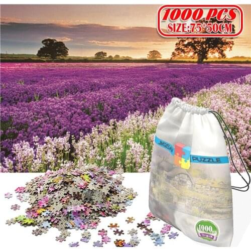 1000Pcs Lavender Flowers 3D Jigsaw Puzzles Adults Game Toys for Toys Boring Game Building Assembling Educational Toys