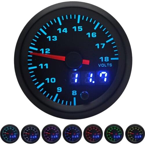 2" 52mm 7 Colors LED Car Auto Voltmeter 8-18 Volt Gauge Analog/Digital Dual Display Voltage gauge Car Meter