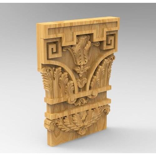 3D STL Model chapiter decor for CNC Router 3D Printer Artcam Aspire Cut3d -Carving flower panel decor