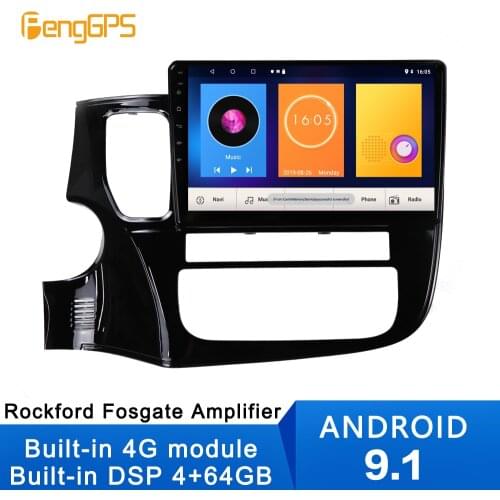 4+64G Android 9.1 Car No DVD Player GPS Navigation For Mitsubishi OUTLANDER 2014-2019 Radio Stereo Multimedia IPS 9 Inch DSP