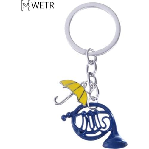 Hot How I Met Your Mother Key Chain Enamel Blue Horn Umbrella Pendant TV Series Keychain Women Men Key Holder Key Ring Gifts