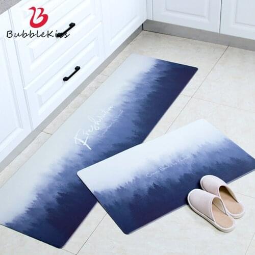 Bubble Kiss Kitchen Carpet Blue Gradient Rug Bath Mat PVC Leather Kitchen Mat Home Waterproof Floor Mat Creativity Cartoon Rugs