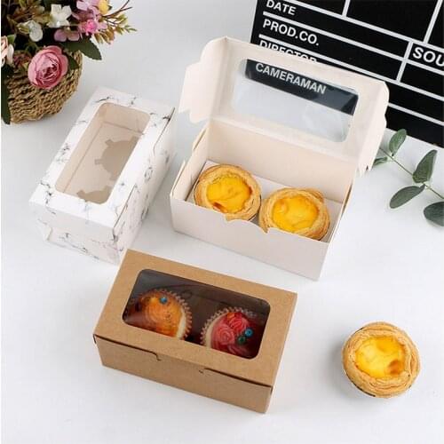 DABONAS 3/6pcs Cupcake Packing Box Biscuit Pastry Box Cake Chocolate Packaging Baking Muffin Cupcake Box