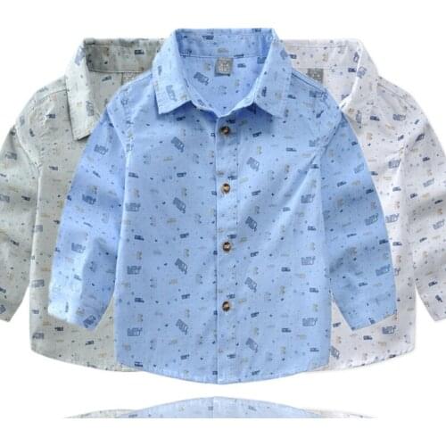 Childrens Shirts Fashion Print Deisgn Kids Long-Sleeve Casual Tops For Baby Boys 2-10 Years Wear FM008