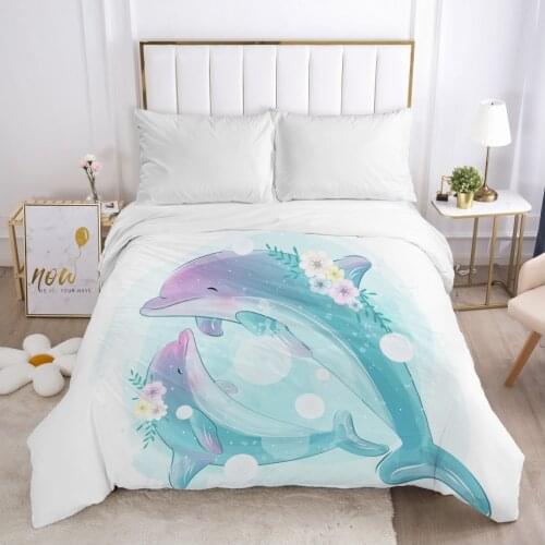 Cartoon Childrens Duvet cover Quilt/Blanket/Comfortable Case Bedding for kids baby boy girls 140x200 for Home Car dolphin