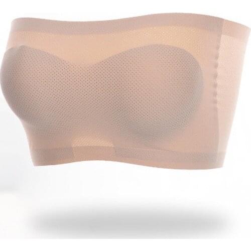 Breathable Underwear Ladies One-piece Seamless Tube Top Anti-glare Ice Silk Wrapped Chest Bottoming Bra Chest Pad Clothes