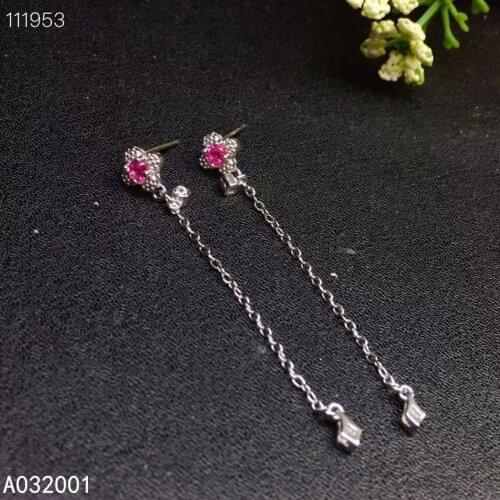 KJJEAXCMY fine jewelry natural pink sapphire 925 sterling siver women earrings support test luxury