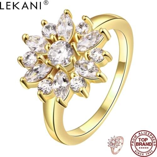 LEKANI Sakura Design Ring For Women Creative Fashion Silver Plated Ring Boutique Jewelry Anniversary Party Trend Style Gift