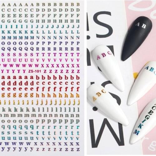 Colorful English Word 26 Alphabets Nails Sticker DIY Manicure Decal Self Adhesive Ultra thin Polish Letter Nail Art Decoration