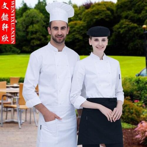 Kitchen Chef Jacket Uniforms Long Sleeve Hotel Cook Clothes Food Services Frock Coat Work Wear Chef Uniform Plus Size B-6409