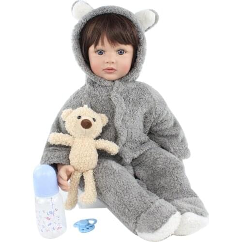 Bebes doll with 60cm rebirth baby doll boy model fleece childrens festival gift enamel toy photography props childrens growth