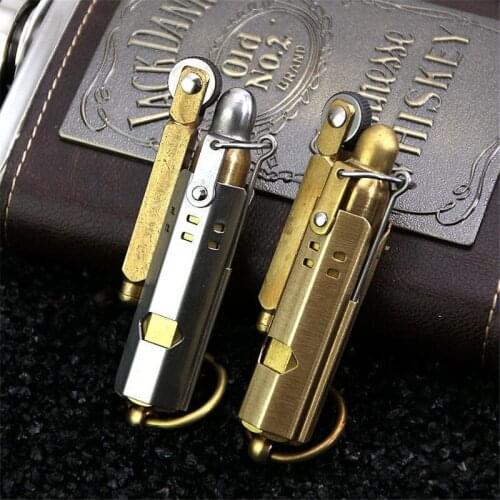 New Retro Gasoline Lighter Trenches Pure Copper Cigarette Petrol Windproof Flint Lighter Free Fire Inflated No Kerosene