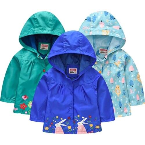 New Baby Girls Coat Summer Autumn Flower Jacket Toddler Kids Rabbit WaterProof Outerwear Windproof Overall Children Hooded Rain