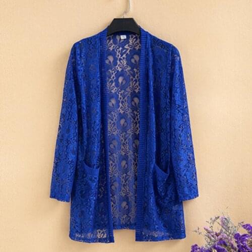 Autumn Summer Plus Size 5Xl Shawl Elegant Lace Cardigan Women Female Cardigans Solid Color Womens Coats Ladies Outerwear
