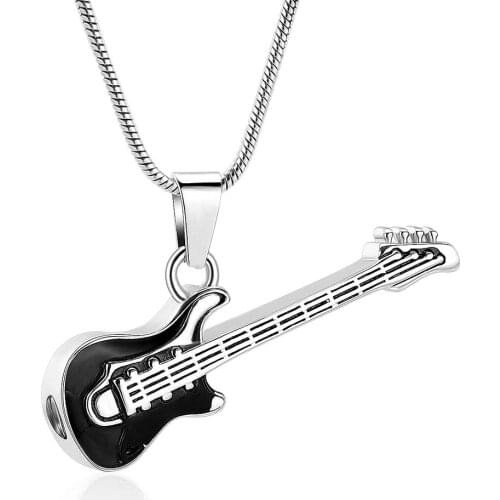 Memorial Jewelry Musical Instrument Cremation Necklace for Women&Men Guitar Urn Necklace for Ashes