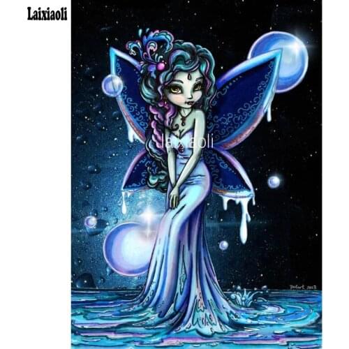 Moon night Full diamond painting big eye girl fairy angel mosaic puzzle 3d cross stitch diy 5d diamond embroidery woman sticker