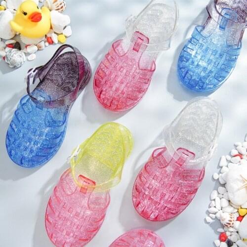 Childrens Shoes Soft Soled Childrens Shoes Beach Sandals Girls Summer Crystal Gladiator Sandals Casual Shoes Flat HeelNewJelly