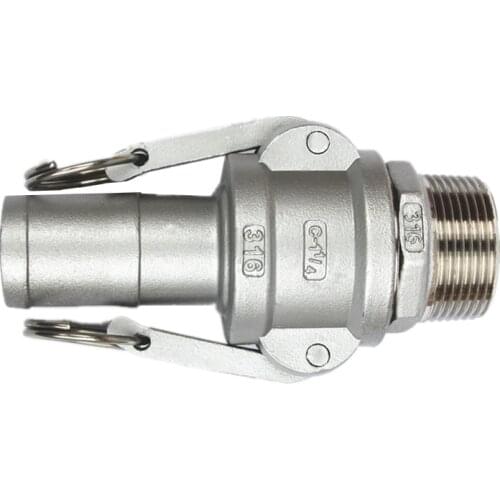 3/4" 19mm Hose Barb x 3/4" BSP Male Thread 304 Stainless Steel C + F Type CamLock Fitting Pump Adapter Cam Groove Coupling