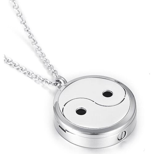 SSX008 China Yin Yang Culture Memorial Cremation Ashes Keepsake Urn Necklace & Essential Oil Perfume Locket Necklace with Pads
