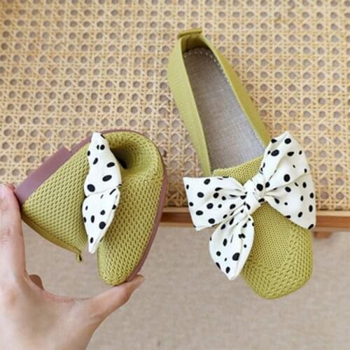 Women Loafers Bowknot Casual Ladies Flat Shoes Knitted Elegant Soft Soled Woman Shoes Slip On Office Woman Footwear Plus Size 42