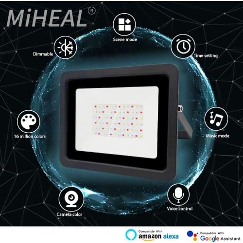 Smart RGB LED Floodlight 50W/100W Bluetooth APP Flood Light Outdoor 220V RGB Reflector Projector Lamp