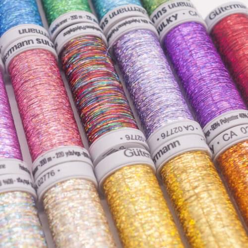 French style embroidery colorful thread Germany Gutermann silky laser metal 200m roll