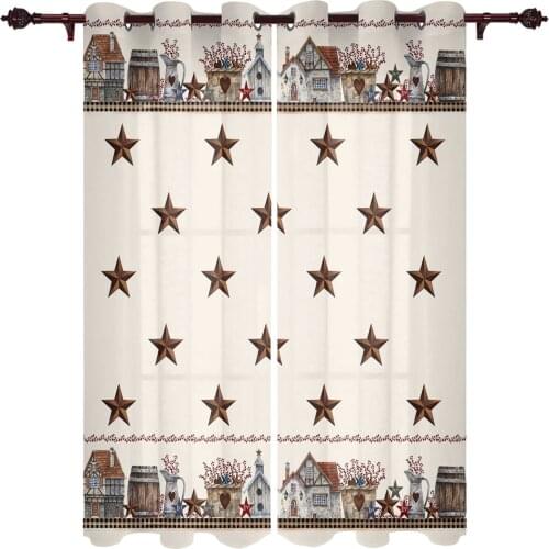 American Country Country Star Farm Window Curtains Kitchen Bedroom Drapes Home Decor Luxury Curtains for Living Room