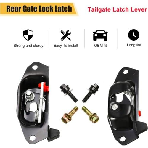 Tailgate Latch Lever Left & Right 15921948 15921949 Rear Gate Lock Latch with Striker Bolt for 1999-2007 Chevy Silverado Avalanc