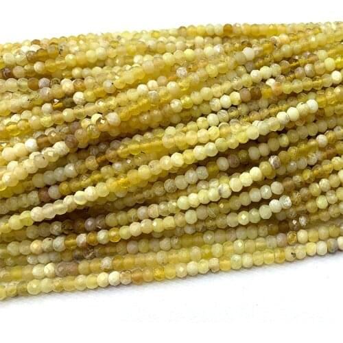 Veemake Yellow Opal DIY Natural Necklace Bracelets Earrings Ring Faceted Small Rondelle Womens Beads For Jewelry Making 06644