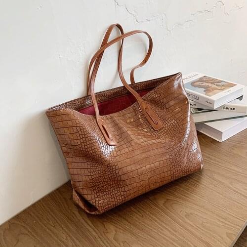 Stone Pattern Ladies Tote Bags High Capacity PU Leather Shoulder Bags For Women 2020 Fashion Handbags Female Designer Handle Bag