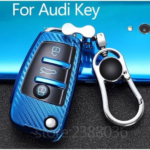 1x Premium Soft TPU Key Fob Cover Case for Audi A1 A3 A6 Q2 Q3 Q7 TT TTS R8 S3 S6 RS3 3 Buttons Flip Smart Key Protection Shell