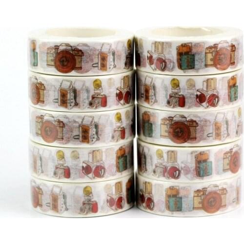 10PCS/lot Decorative Cute Vintage Camera Washi Tapes Japanese Paper DIY Planner Masking Tape Adhesive Tapes Stickers Stationery
