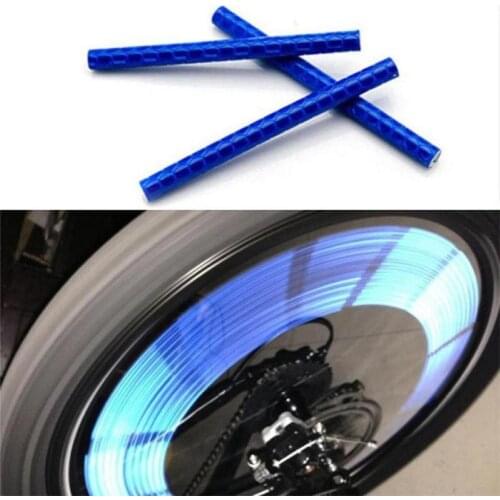 12Pcs Bicycle Wheel Rim Spoke Mount Clip Reflective Tube Warning Light Strip Cycling bike Stickers Accessories