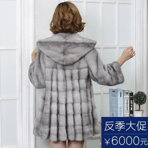 2018 imported velvet mink coat female mink new long mink fur coat and cap