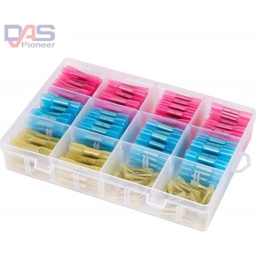 252pcs/set Heat Shrink Butt Crimp Terminals Insulated Electrical Wire Cable Connectors For26-10 AWG 0.25-6mm 4 Sizes Mixed