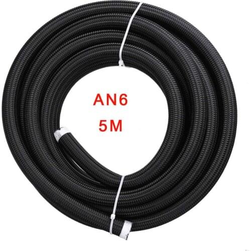 5M16FT AN4 AN6 AN8 AN10 Fuel Hose Oil Gas Cooler Hose Line Pipe Tube Black Nylon cover Stainless Steel Braided Inside CPE Rubber