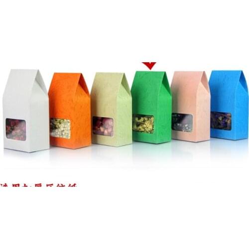 50/100pcs Kraft Paper Party/Wedding Gift Bags,Cake/Chocolates/Candy Packing Bags Stand Up Food Clear PVC window Seal boxes