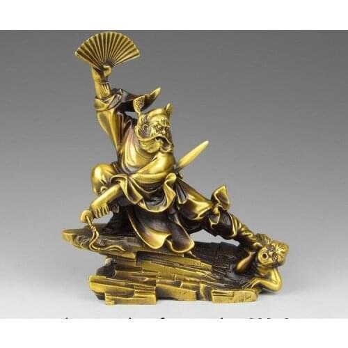 9 China Brass Copper Fengshui Zhong Kui God ChungKuel Catch Devil Ghost Statue